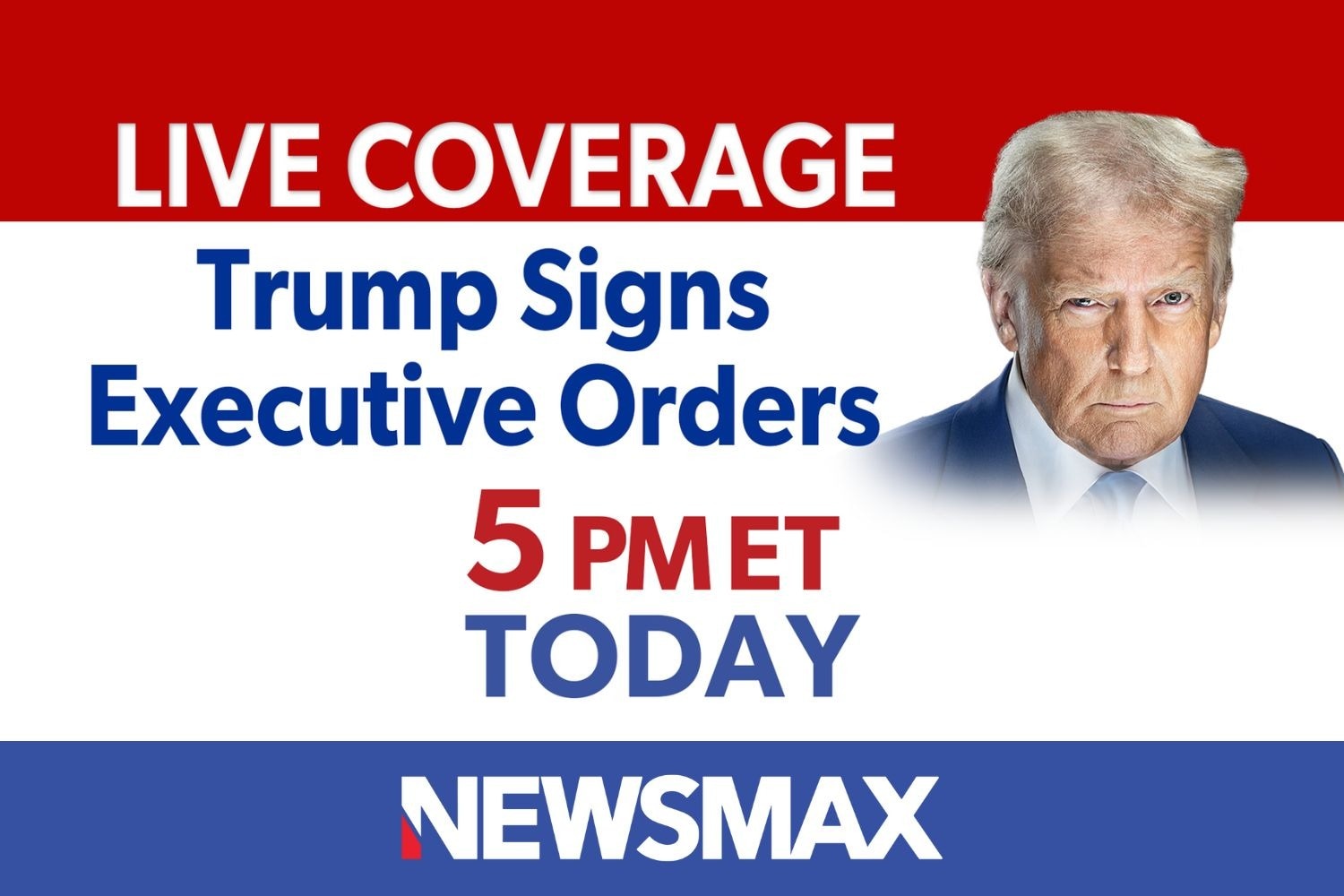 TUNE IN: LIVE coverage as President Donald Trump signs executive orders — TODAY at 5 PM ET on NEWSMAX. WATCH: nws.mx/tv 
