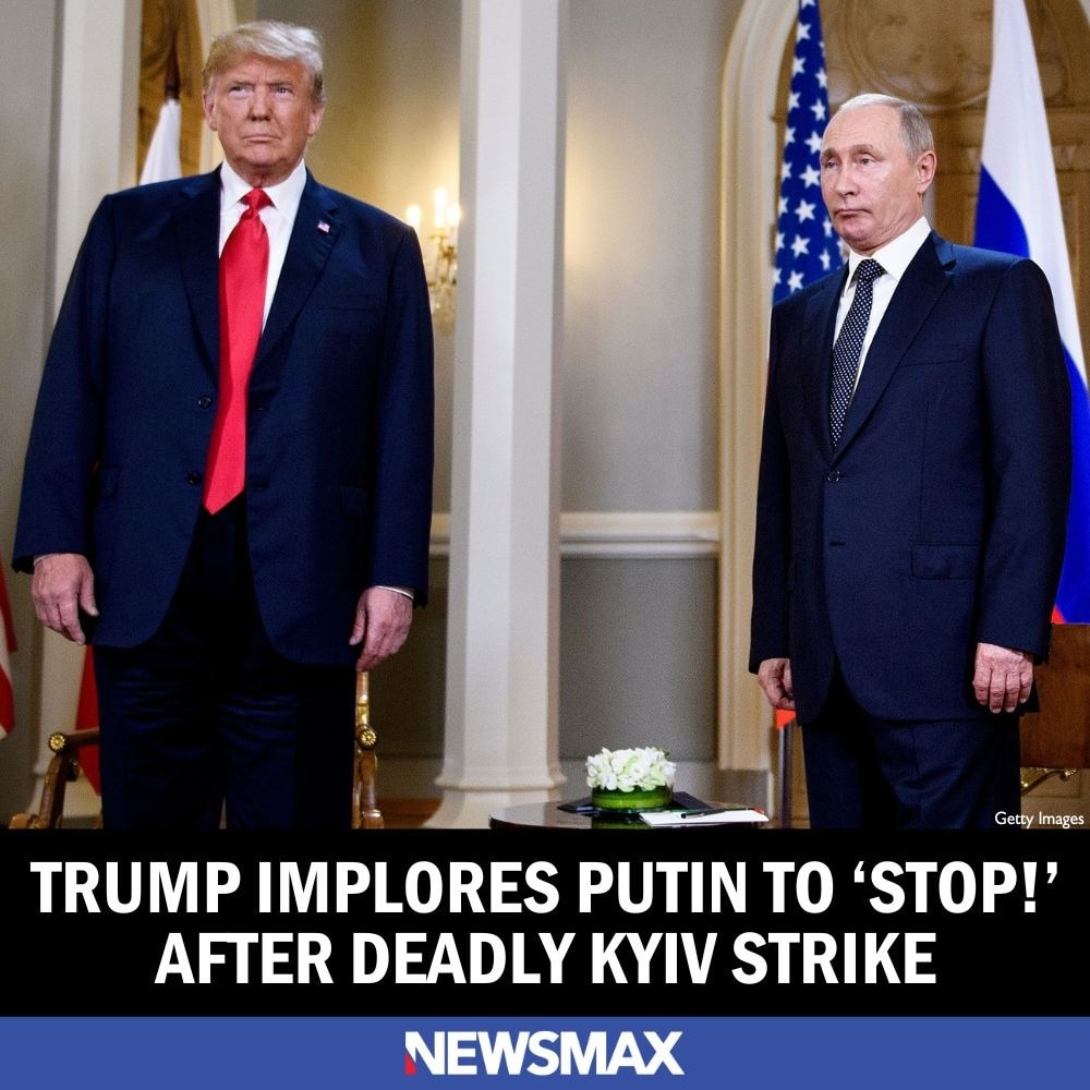President Donald Trump offered sharp criticism of Vladimir Putin on Thursday, imploring Russia to "STOP!" after a deadly barrage of attacks on Kyiv, Ukraine's capital. Read more: https://bit.ly/42FAPbj
