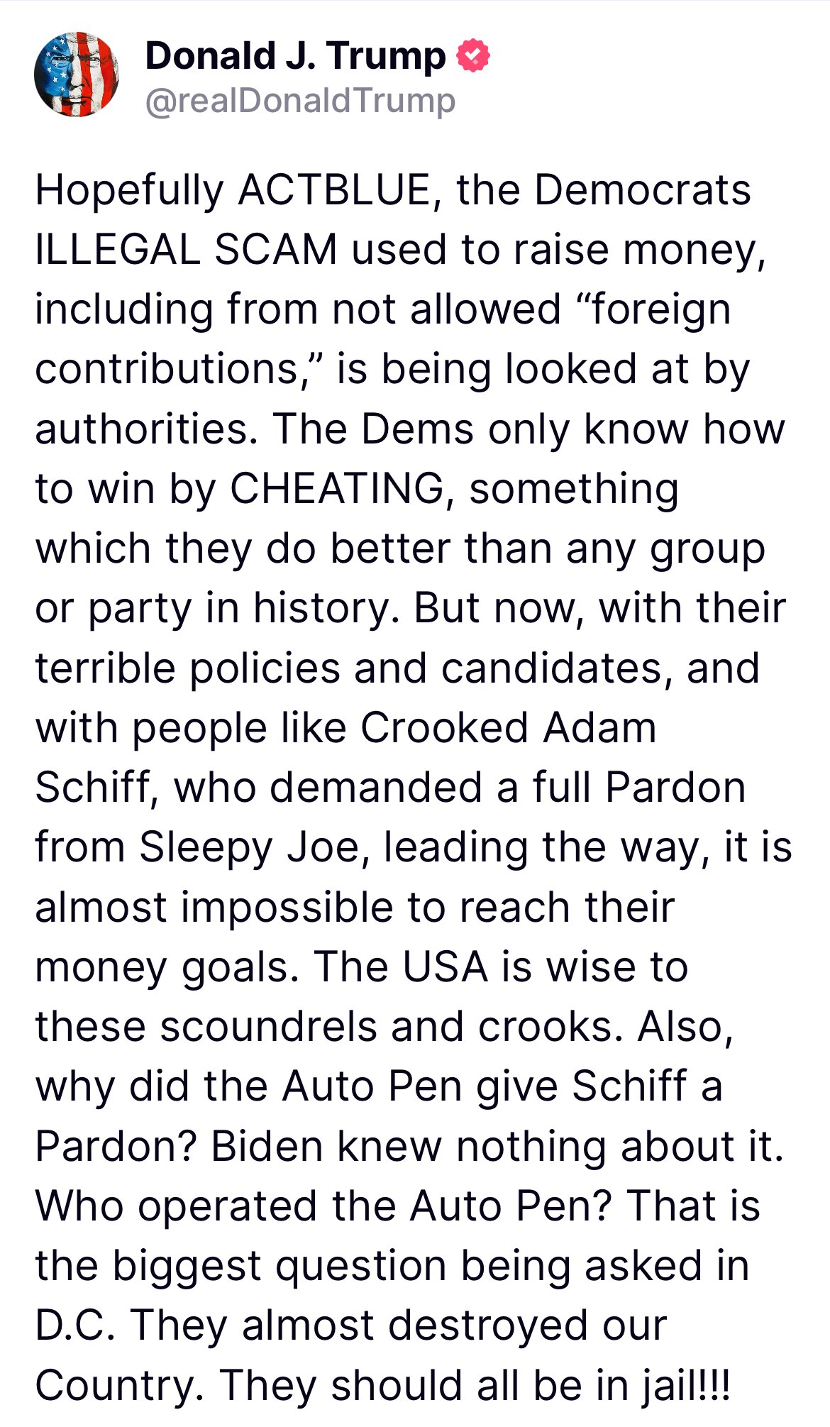 ▪️President Trump posted today on TruthSocial 👇