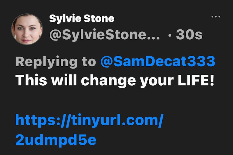 @GETTRLive Here’s another one; maybe a spam bot. Anything you can do? Tag line, “This will change your life.”