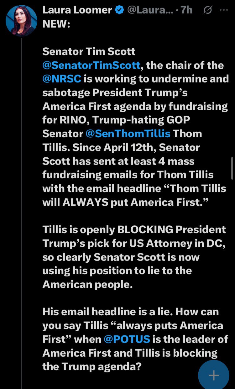 They’re all compromised… 

https://x.com/lauraloomer/status/1919799141992911177?s=46 

