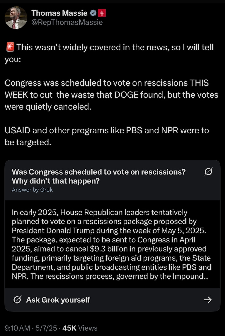 OUTRAGEOUS! GOP Leadership quietly CANCELLED votes on DOGE cuts which were set to happen this week. USAID, NPR, and PBS were set to be cut.