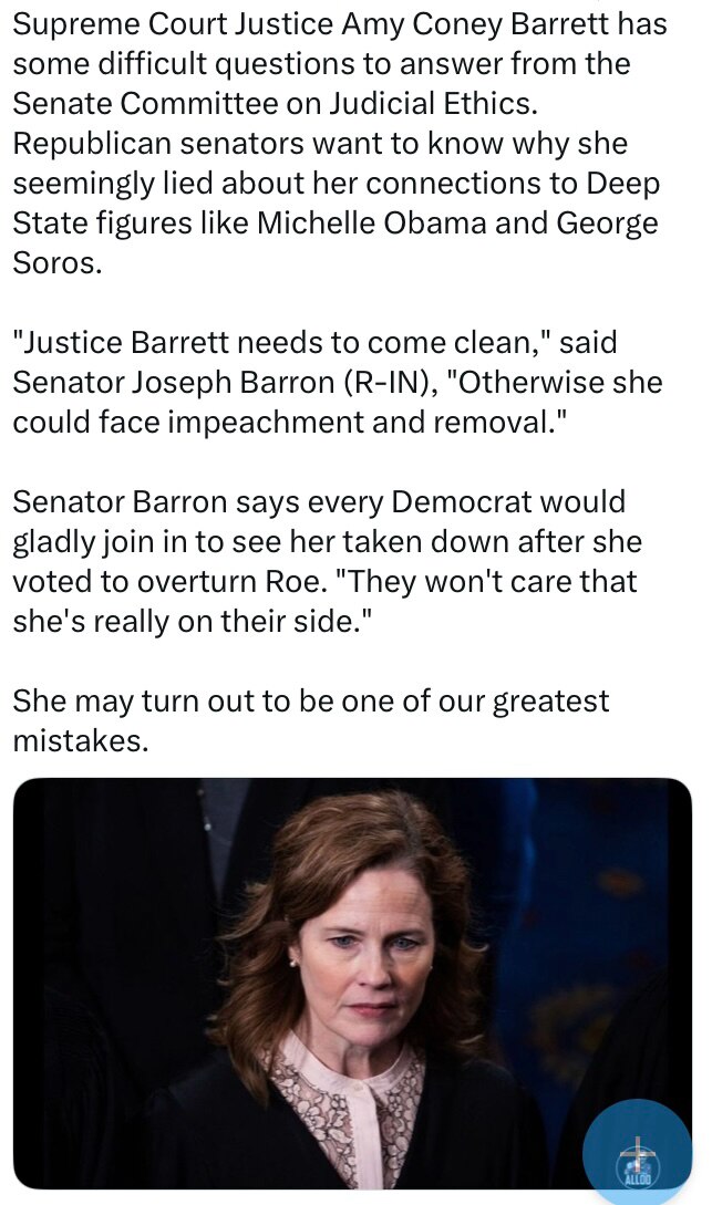 SO BARRETT WE FIND NOW HAS DEEP TIES WITH OBAMA AND SOROS !
THEY HAVE GOT TO IMPEACH THIS LIAR AND T...