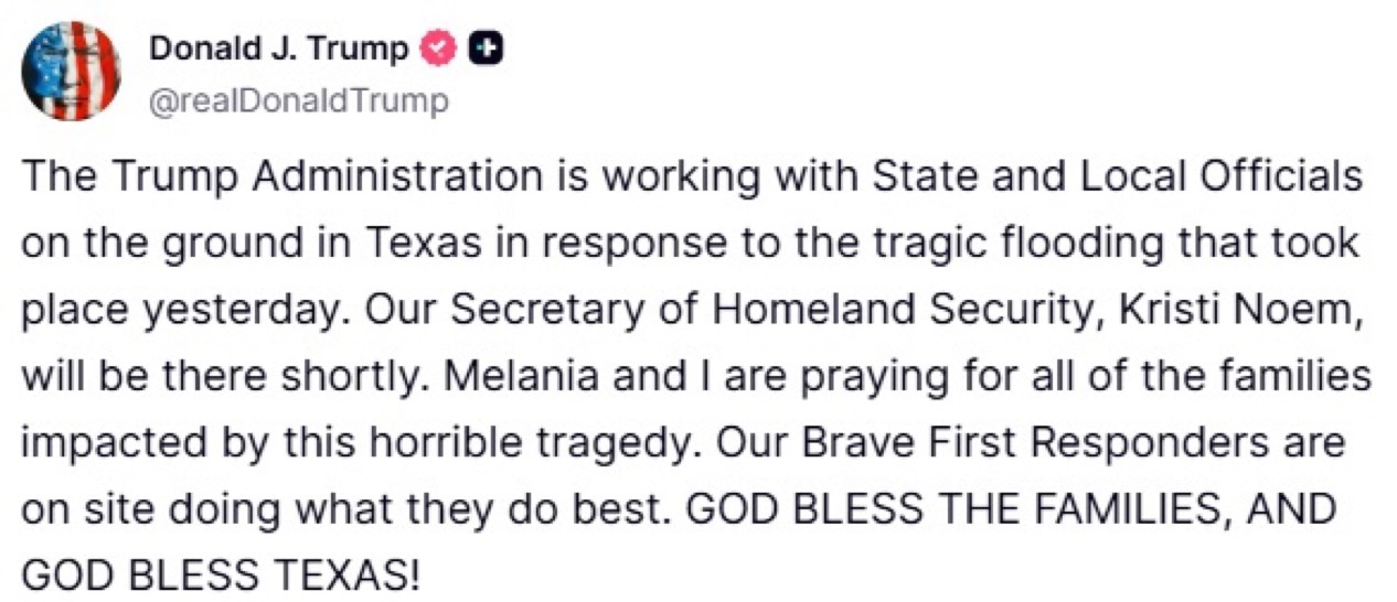 Donald J. Trump Truth Social 5 Jul 2025 10:58 AM EST