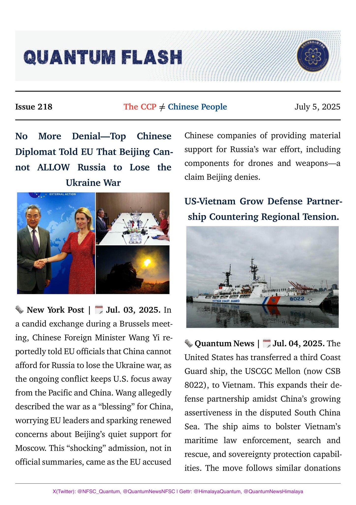  #QuantumFlash, Issue 218 | Your Bridge to Truth, Insight, and Action!

- No More Denial—Top Chinese...