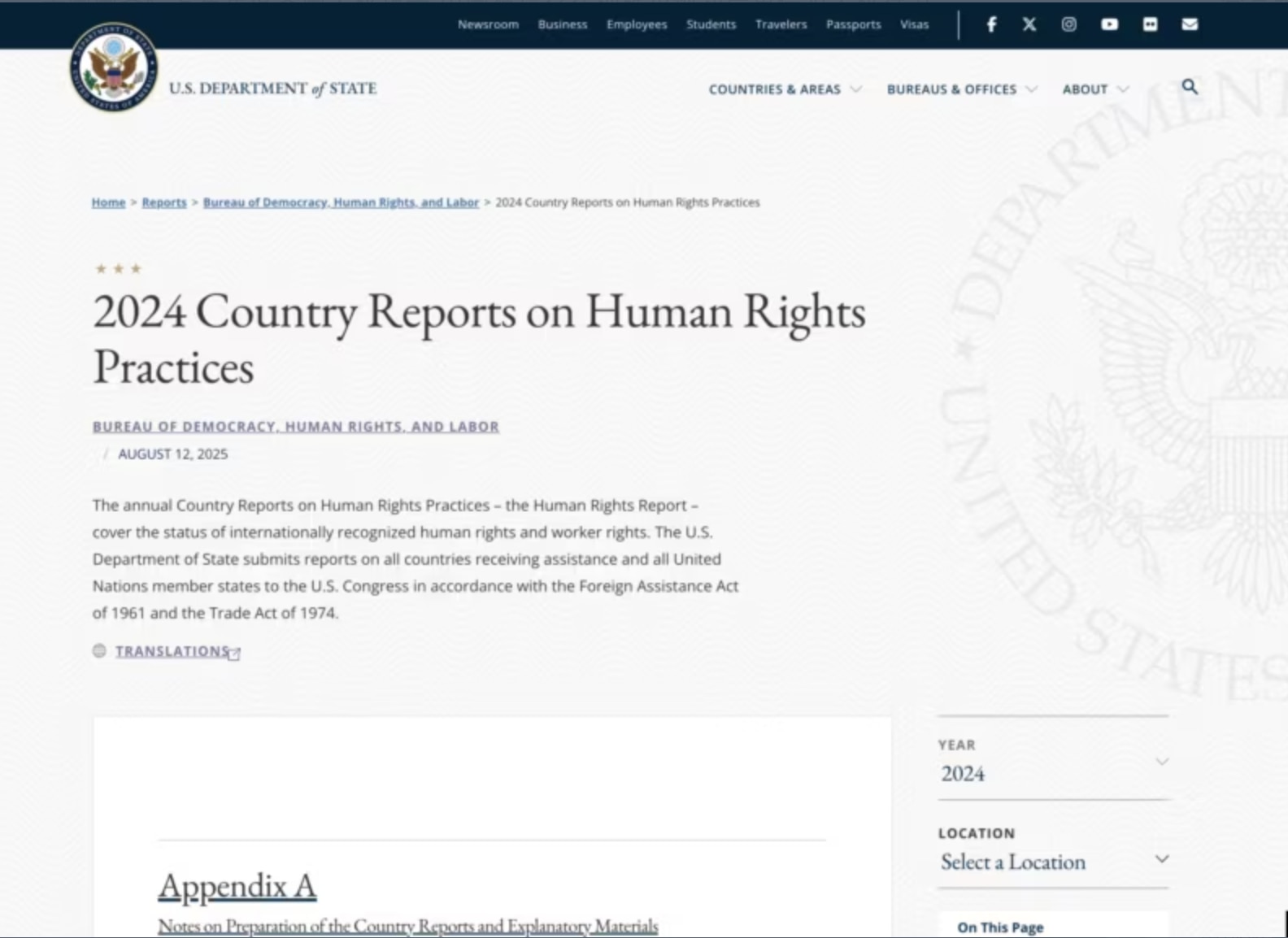 美国国务院发布年度各国人权报告 中国被指存在种族灭绝和严重侵犯人权行为

美国国务院在星期二(8月12日)发布的《2024年各国人权报告》中表示，中国政府在2024年对新疆的维吾尔族及其他以穆斯林为主...