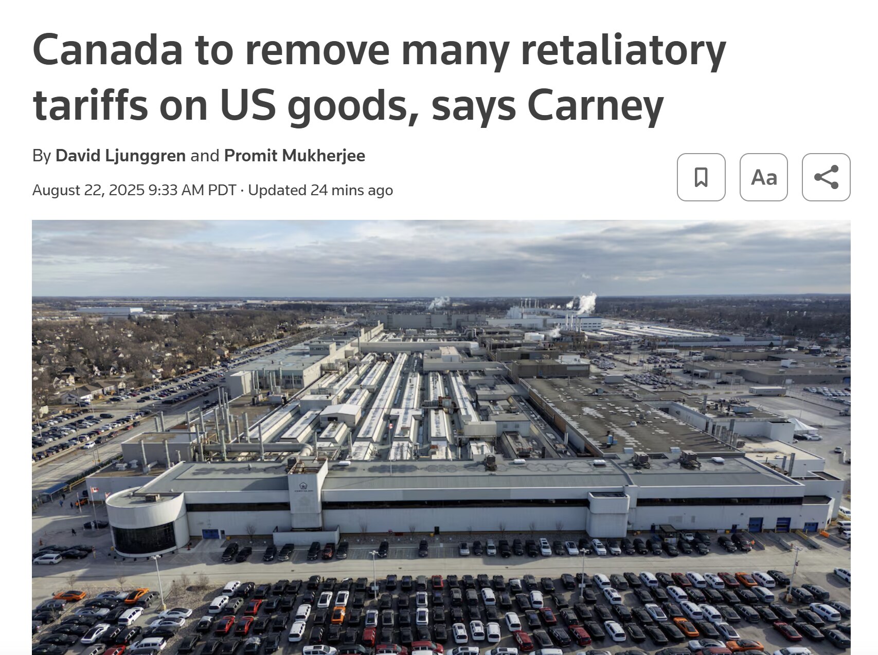 【美国之声--加拿大取消对美国商品的报复性关税】2025年8月22日《路透》：

8月22日加拿大总理卡尼（Mark Carney）表示，加拿大将取消对美国商品的多项报复性进口关税，并加强与美国在建立...