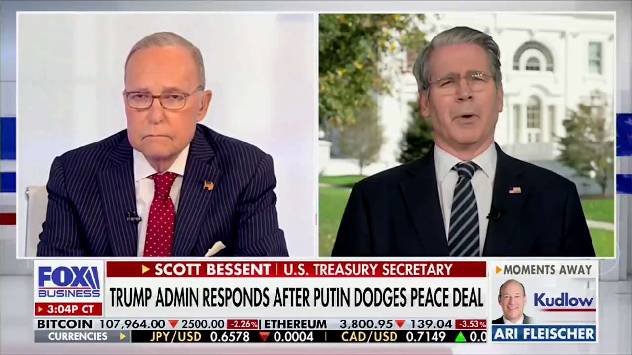 Scott Bessent：President Putin has not come to the table in an honest and forthright manner, as we'd ...