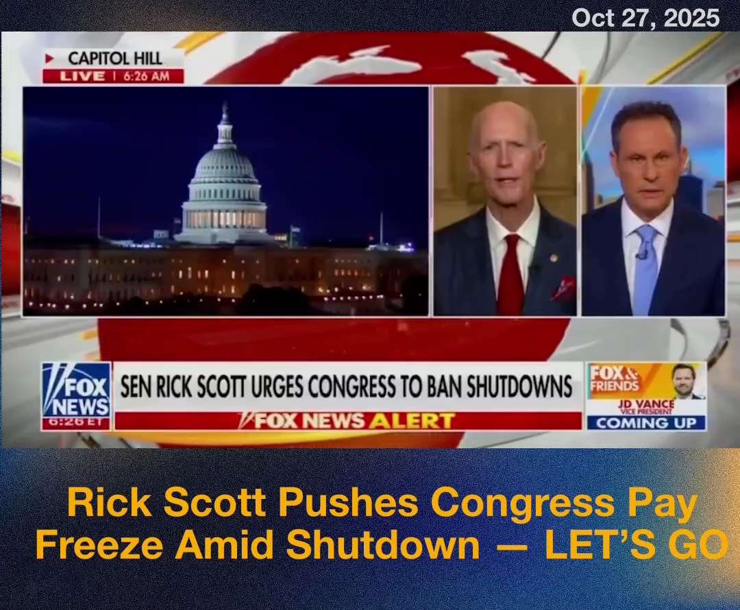 BREAKING 🚨 Senator Rick Scott is now working to SUSPEND paychecks for members of Congress during th...
