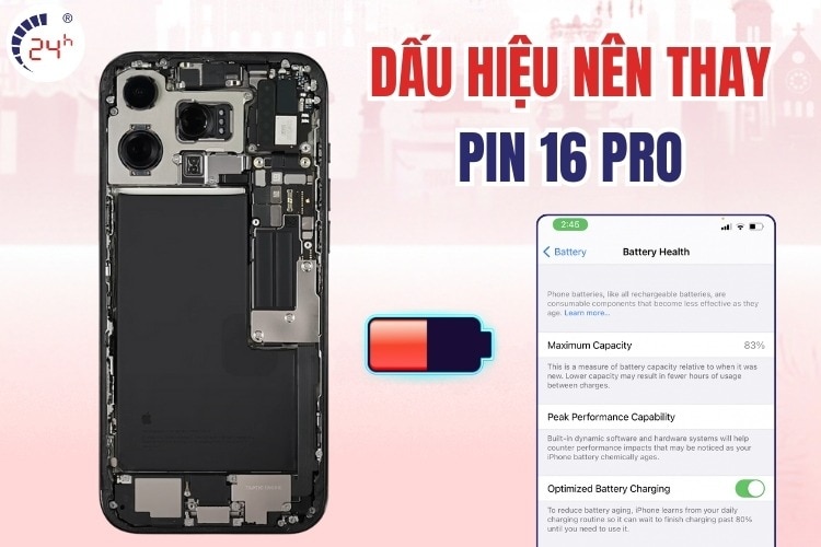 Nhận biết dấu hiệu pin iPhone 16 Pro cần thay mới ngay
Pin giảm dung lượng, sạc nhanh hết, hoặc máy ...