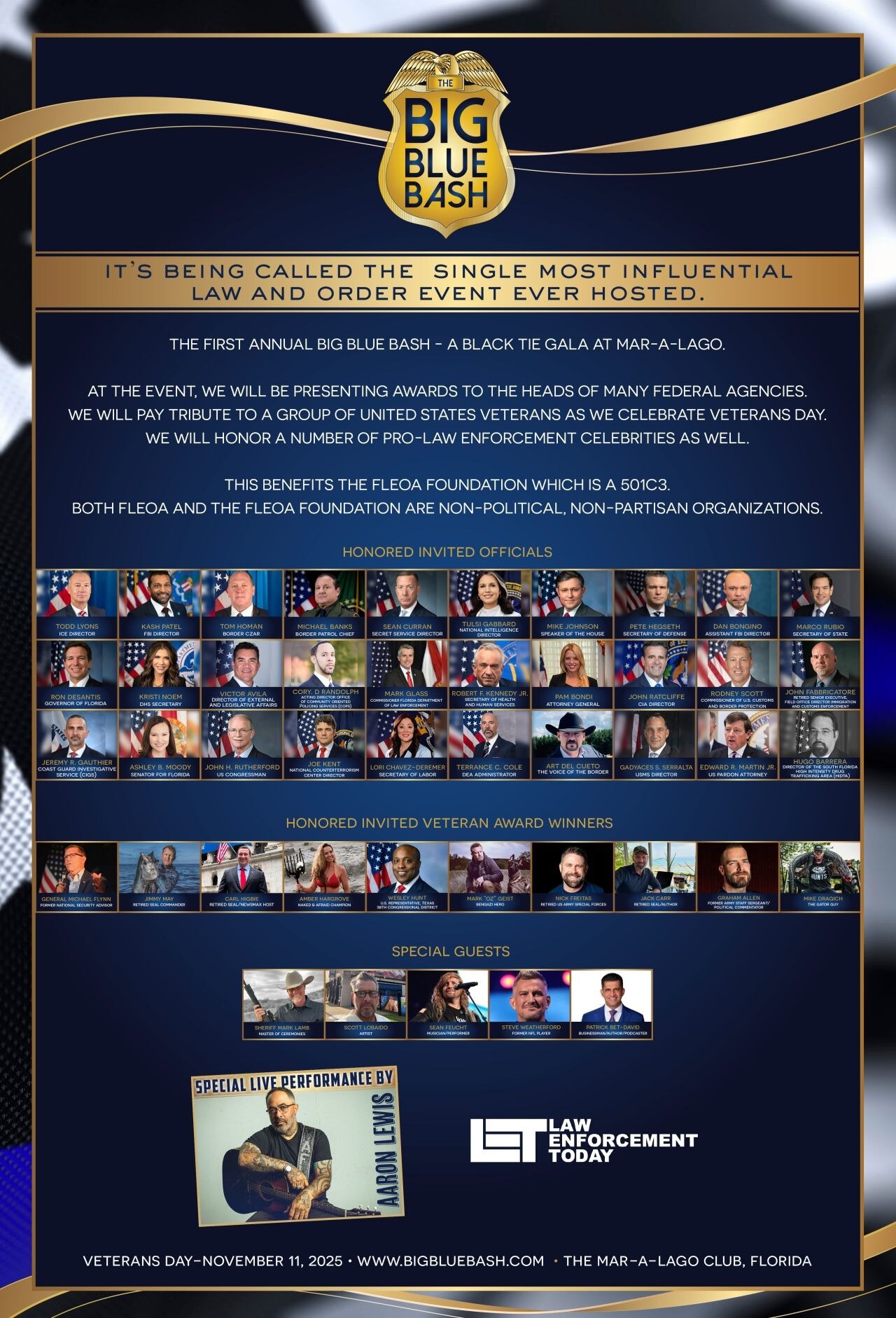 A week from today my son Max and will be at Mar a Lago for the Big Blue Bash which honors American H...