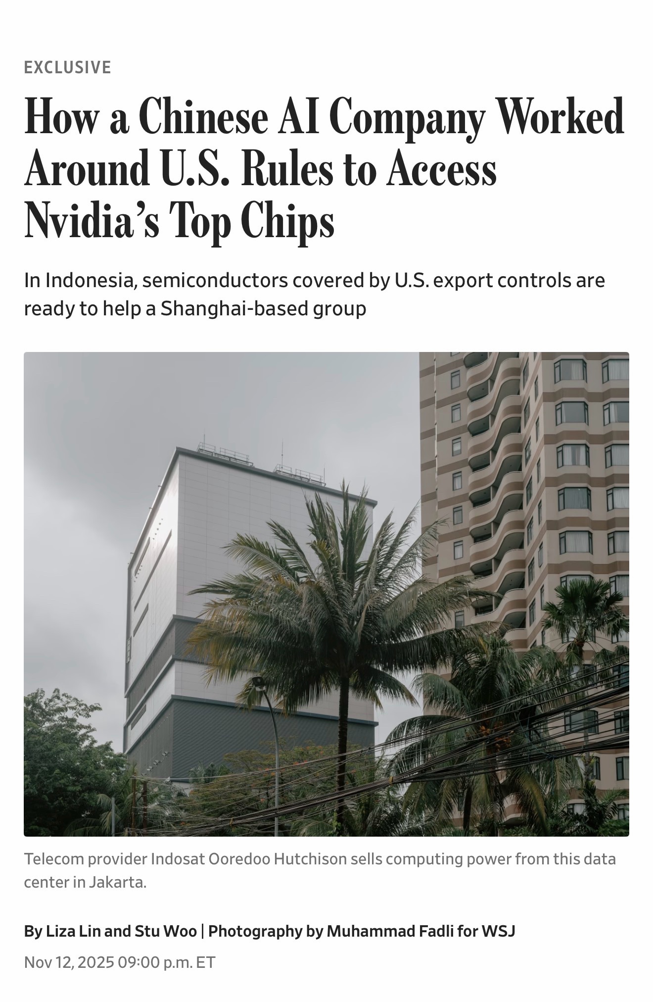 “The U.S. and China are in an arms race over AI, which can deliver military and economic advantages....