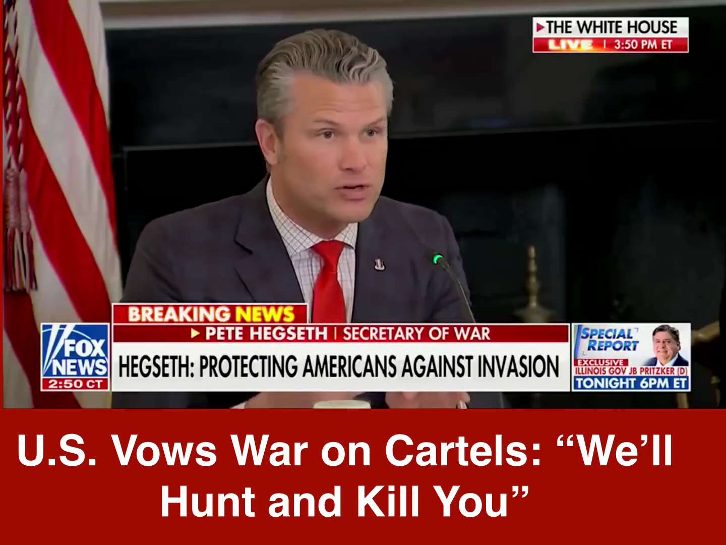 🚨 U.S. Vows War on Cartels: “We’ll Hunt and Kill You”
Pete Hegseth: “We will find you, map networks...