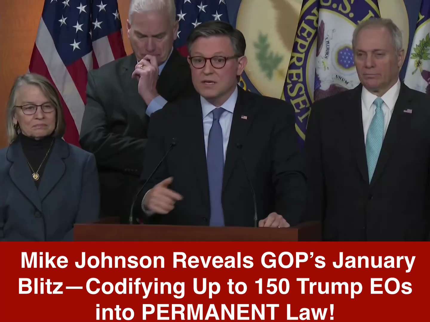 🚨 HUGE: Speaker Mike Johnson Reveals GOP’s January Blitz—Codifying Up to 150 Trump EOs into PERMANE...