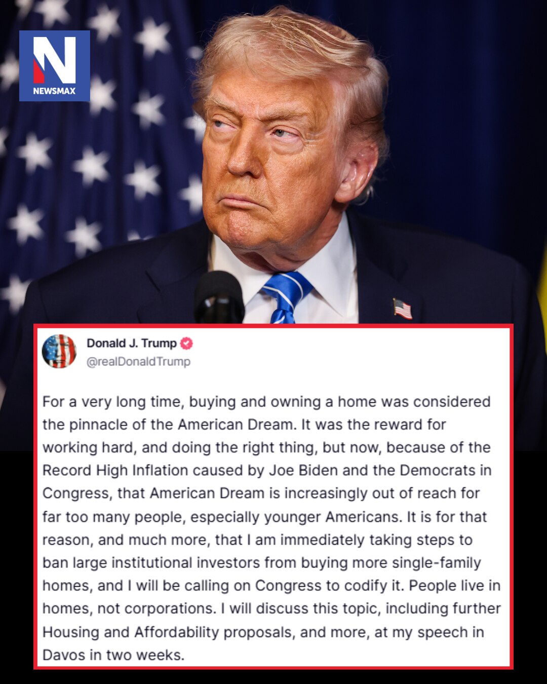 TRUMP ON HOUSING: In a post on Truth Social, President Donald J. Trump said he is moving to block la...