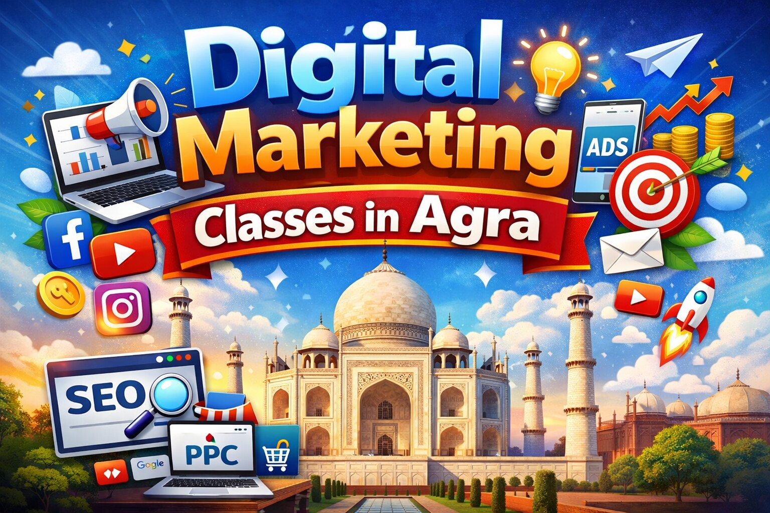 Enroll in Digital Marketing Classes in Agra to learn SEO, PPC, social media marketing, content creat...