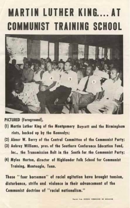 Here’s MLK diligently studying Jewish Bolshevism at a communist school in Tennessee.