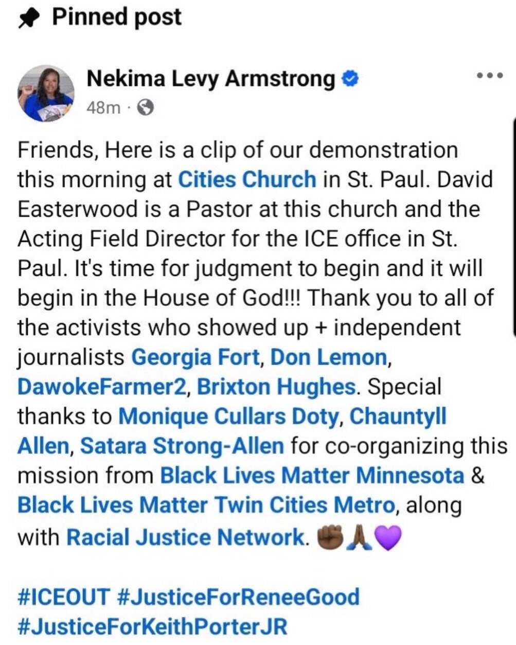 She just posted everyone involved. 

