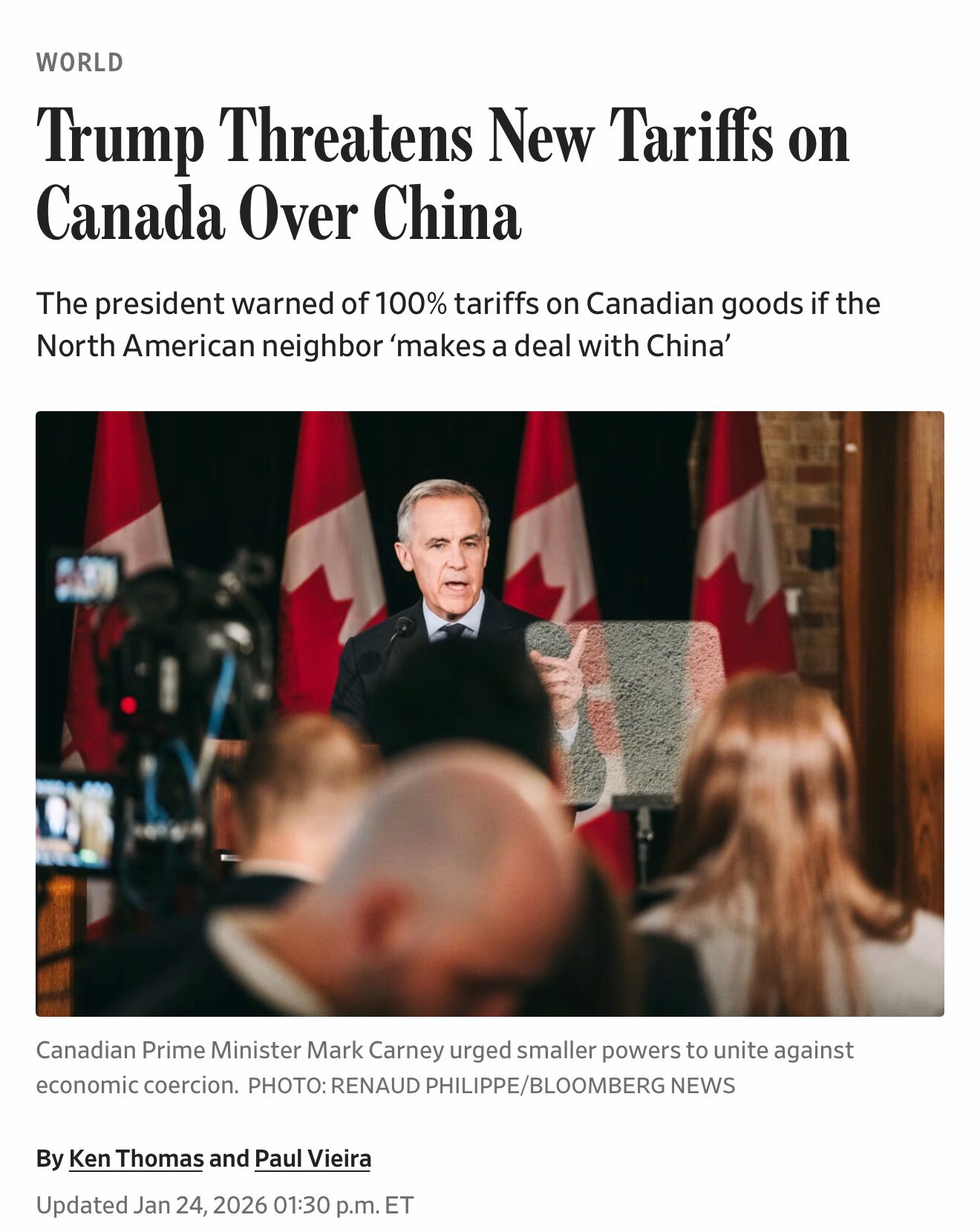 GOVERNOR Carney 


“Trump wrote on his Truth Social platform Saturday that if ‘Carney thinks he is g...