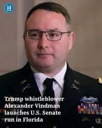 IMO, Alex Vindman, a retired Army Lieutenant Colonel, running for U.S. Senator in Florida, is a trea...