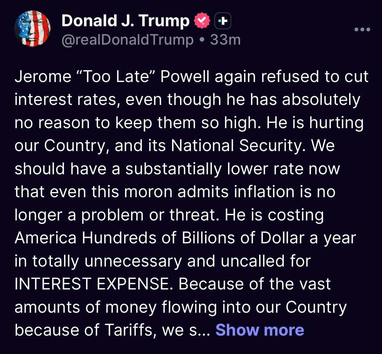 Mr. President Donald Trump: 

