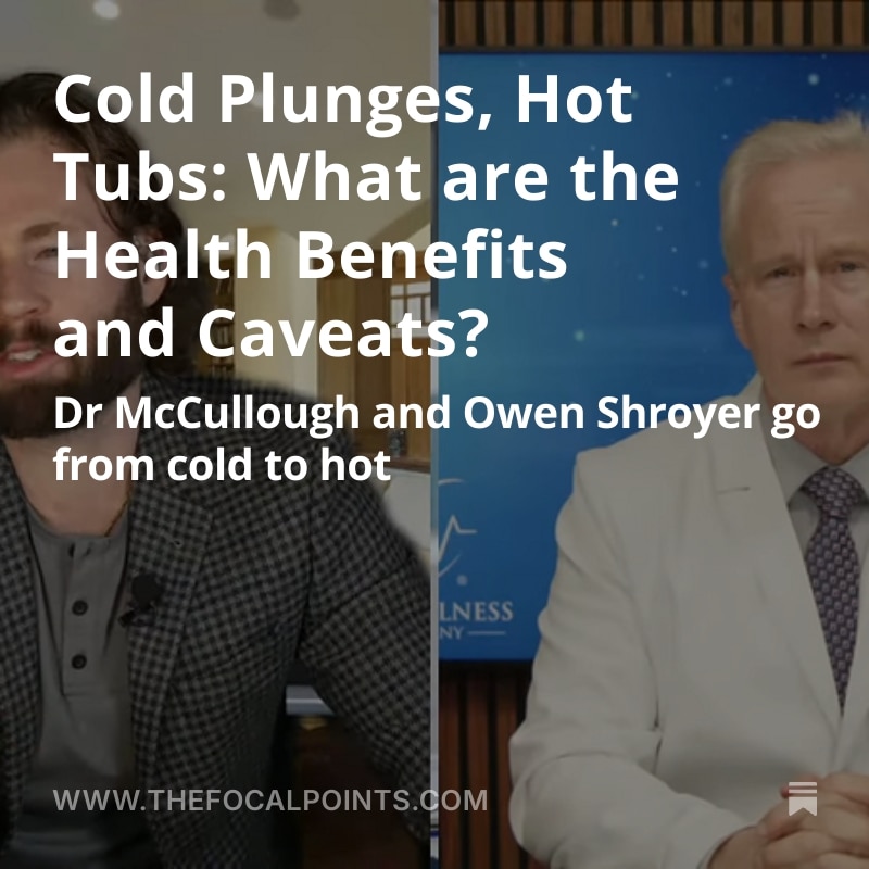Cold Plunges, Hot Tubs: What are the Health Benefits and Caveats?

Dr McCullough and Owen Shroyer go...
