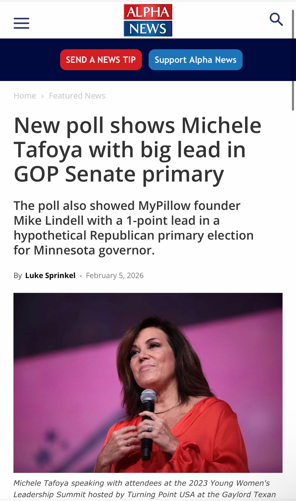 Buried Lede — Lindell Leads 

https://alphanews.org/new-poll-shows-michele-tafoya-with-big-lead-in-g...