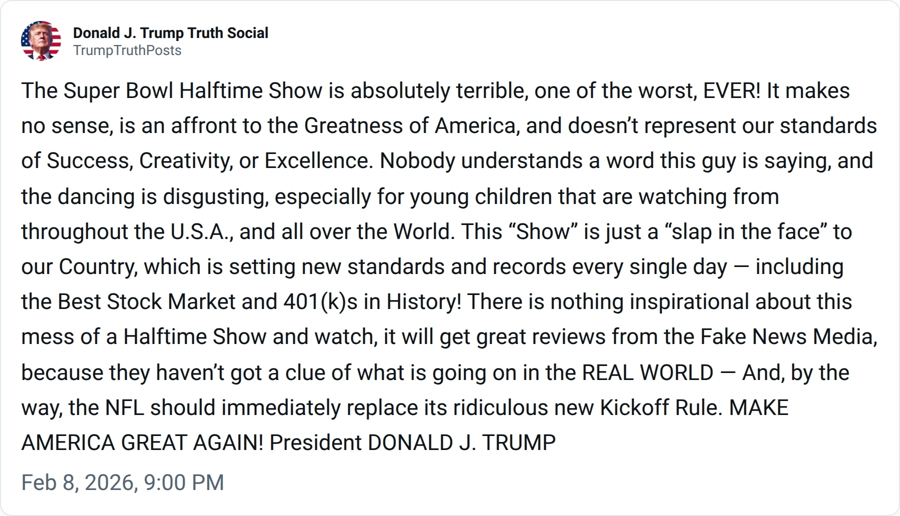 View Donald J. Trump Posts From Truth Social's post on GETTR. Join the discussion, share your thoughts, and connect with the community.