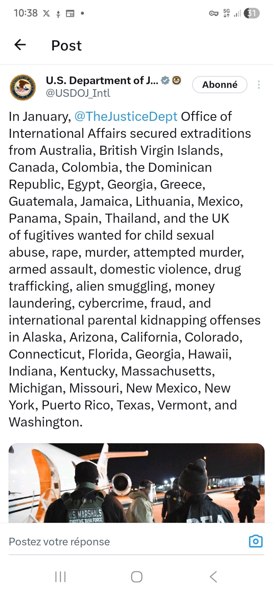 🍿🍿🍿🍿🍿🍿🍿🍿

En janvier, le Bureau des affaires internationales du ministère de la Justice a ob...