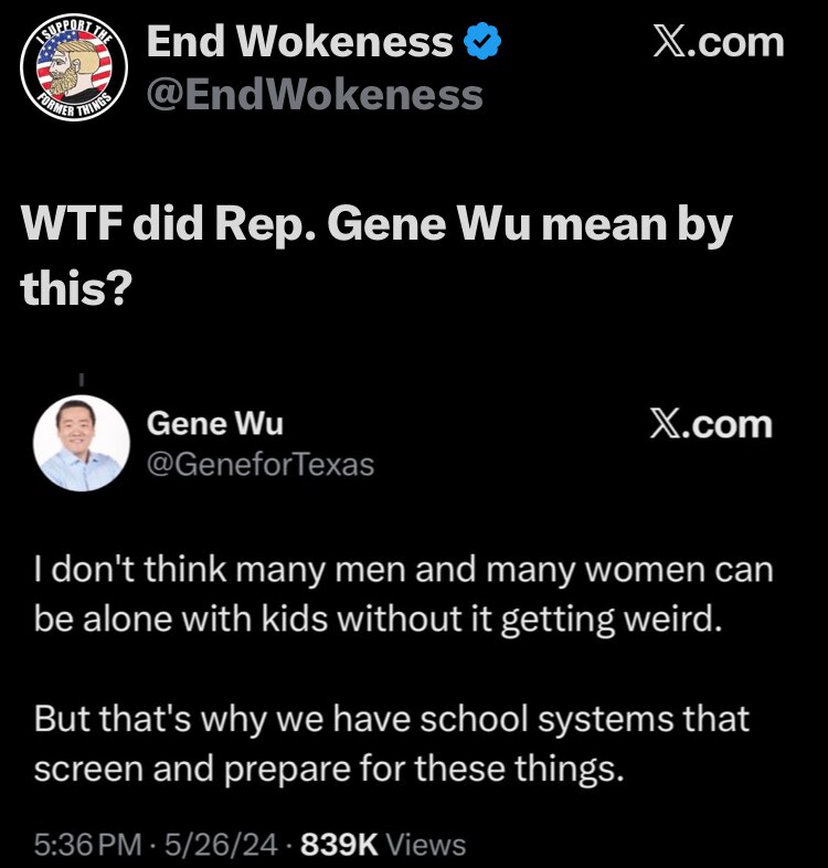 It means that Gene Wu should never be allowed within 100 feet from children and  removed from our co...