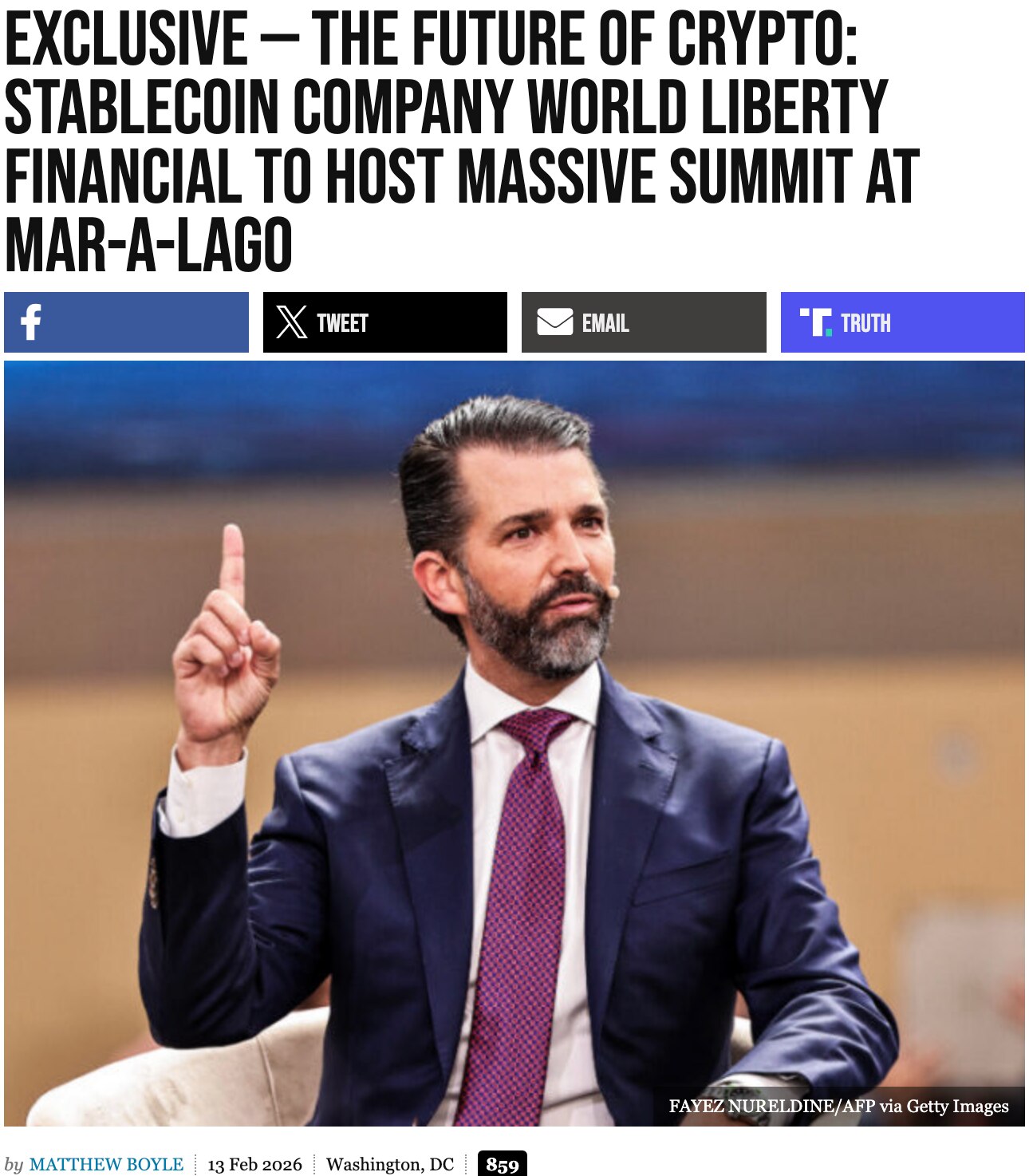 A cryptocurrency forum on Feb. 18 at Mar-a-Lago will bring together 300+ leaders from finance, techn...