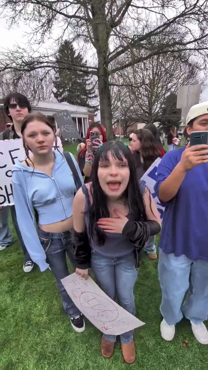 During an anti-ICE school walkout in Enumclaw, WA, a student says she would shoot conservatives if s...