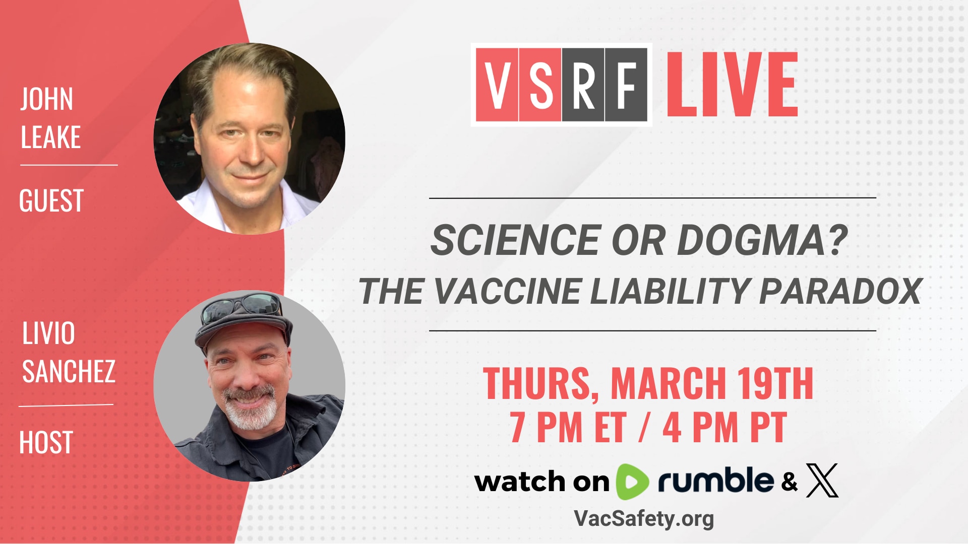 ⚡ TONIGHT on VSRF Live ⚡

John Leake joins us to explore a critical question: How did vaccines move ...