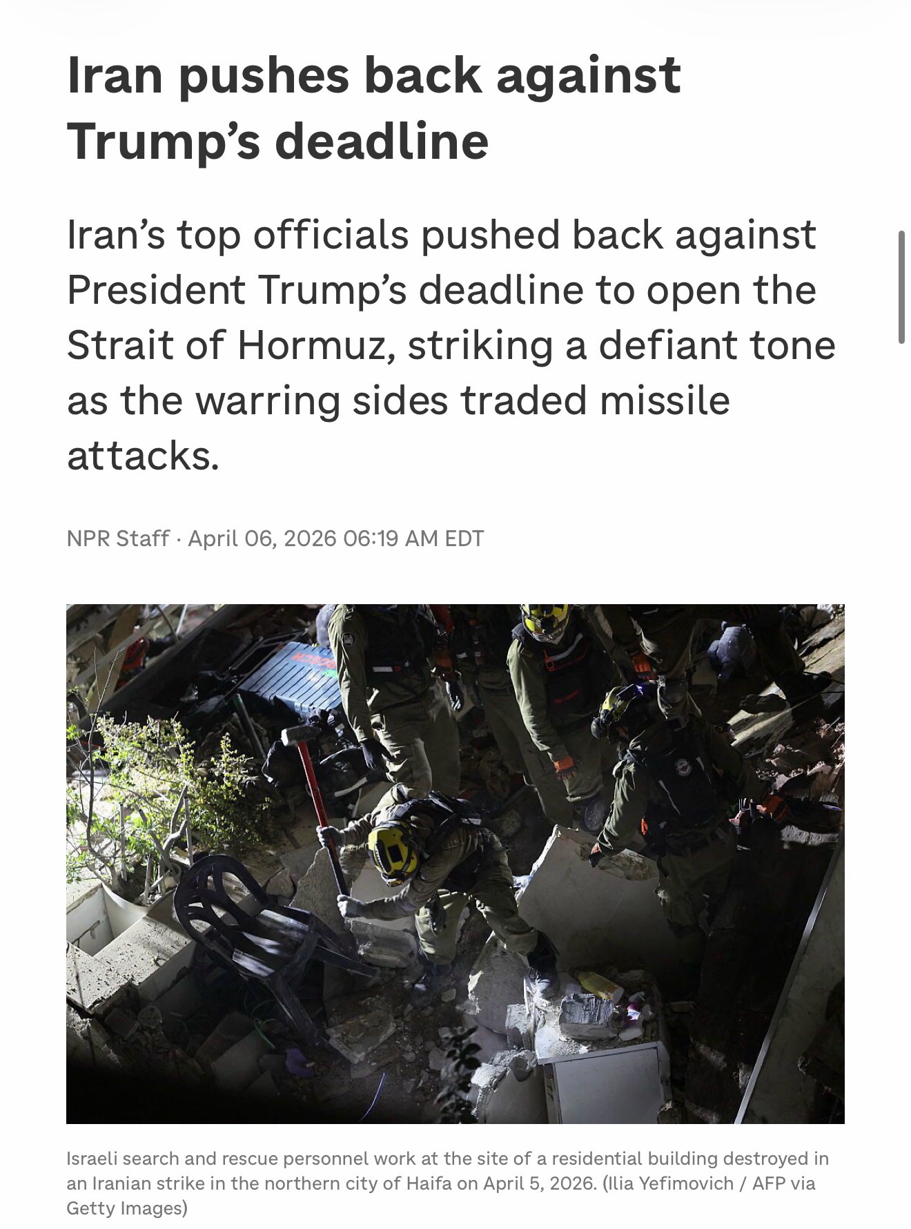 “The Strait of Hormuz will open when all the damages caused by the imposed war are compensated throu...