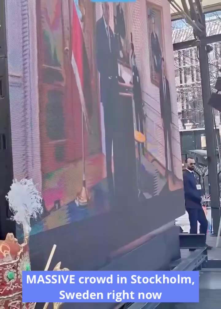 Absolutely MASSIVE crowd in Stockholm, Sweden right now as the Shah of Iran delivers a speech to the...