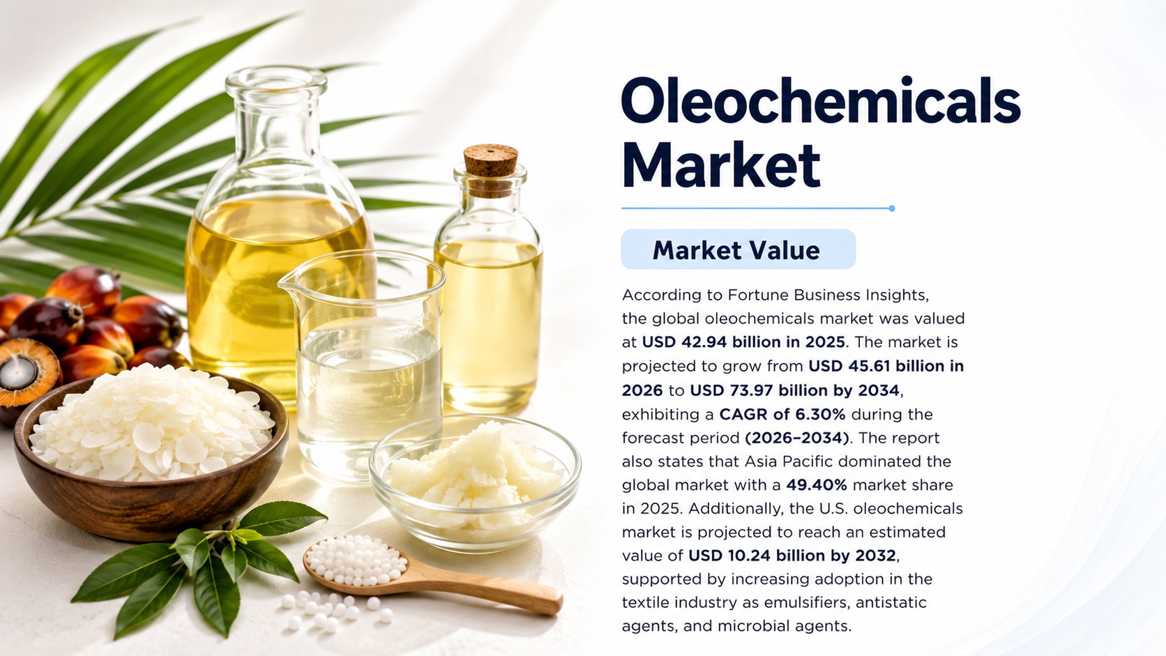 Oleochemicals Market Size, Share, Growth, Trends, and Forecast 2026–2034

According to Fortune Busin...