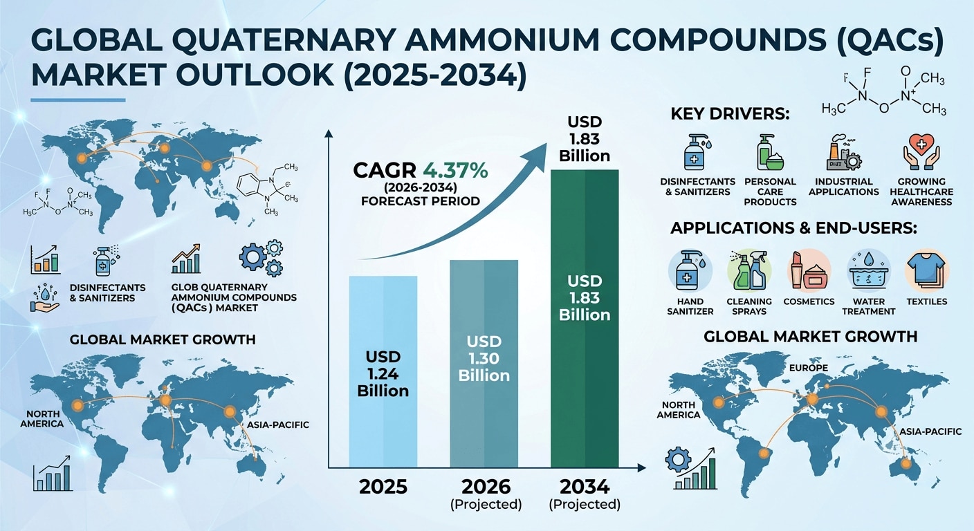 🧪 Quaternary Ammonium Compounds Market to Reach USD 1.83 Billion by 2034!
The global Quaternary Amm...
