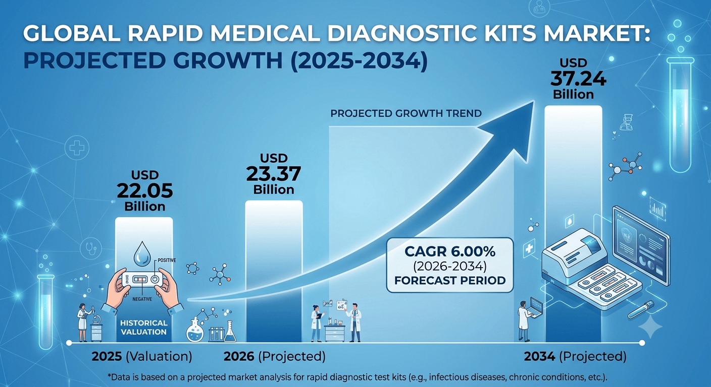 🩺 Rapid Medical Diagnostic Kits Market Expected to Reach USD 37.24 Billion by 2034!

The global Rap...