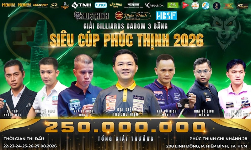 Giải siêu cup Billiards Phúc Thịnh 2026 vô địch 100 triệu

Giải siêu cúp Billiard Phúc Thịnh mùa thứ...