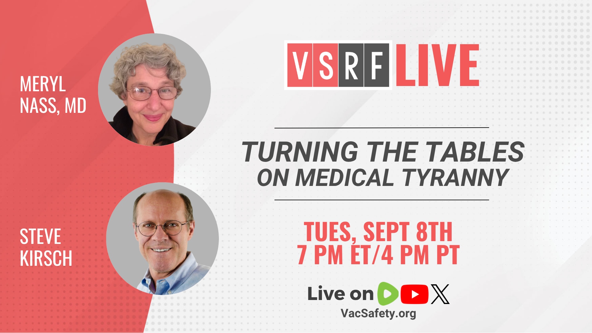 🚨 THIS TUESDAY ON VSRF LIVE

Dr. Meryl Nass is back—and her years-long battle with the Maine Medica...