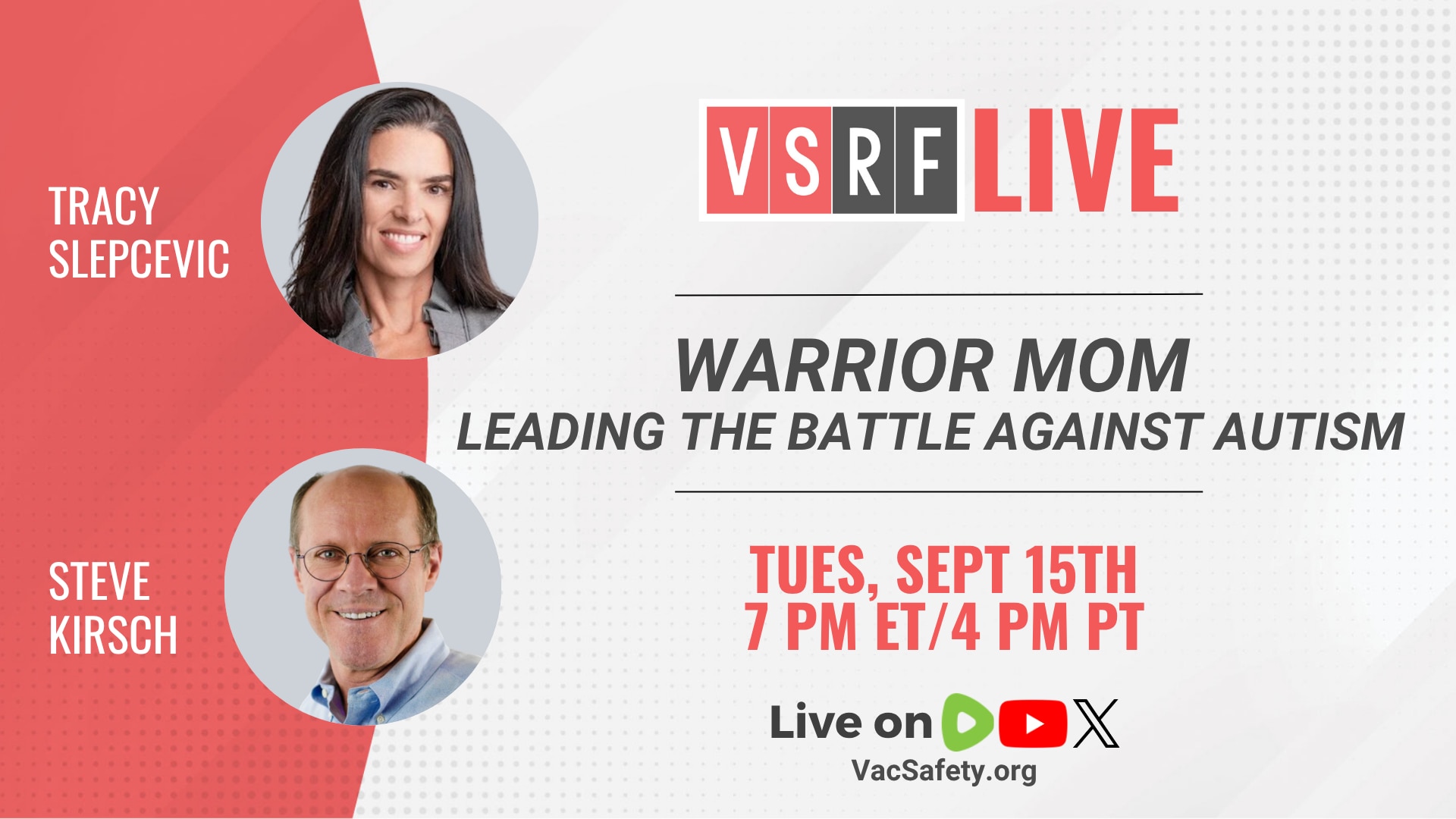 🚨 THIS TUESDAY ON VSRF LIVE

Autism Warrior Mom and IACC member Tracy Slepcevic joins Steve Kirsch ...