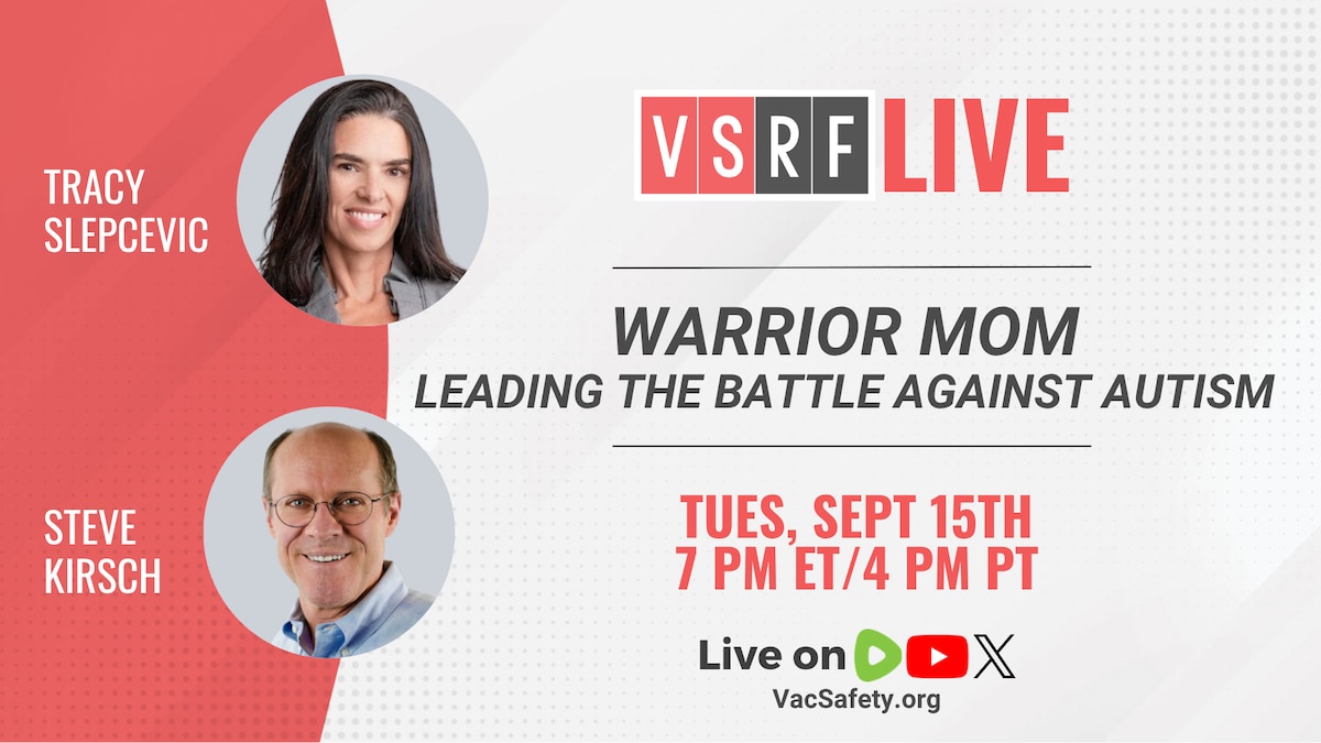 🚨 THIS TUESDAY ON VSRF LIVE

Autism Warrior Mom and IACC member Tracy Slepcevic joins Steve Kirsch ...