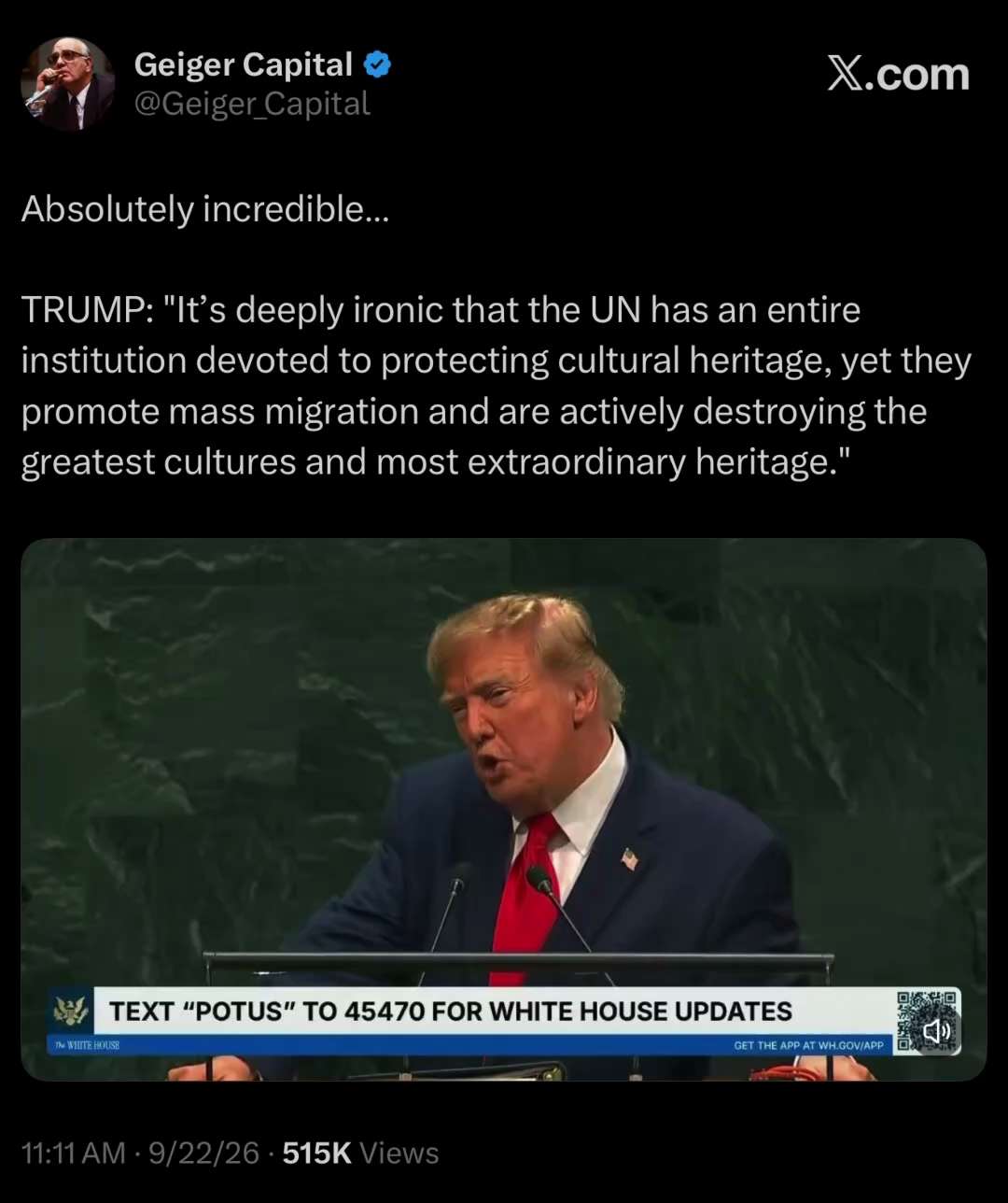 President Trump Throws Down @ UN

https://x.com/geiger_capital/status/2102415503499415902?s=46