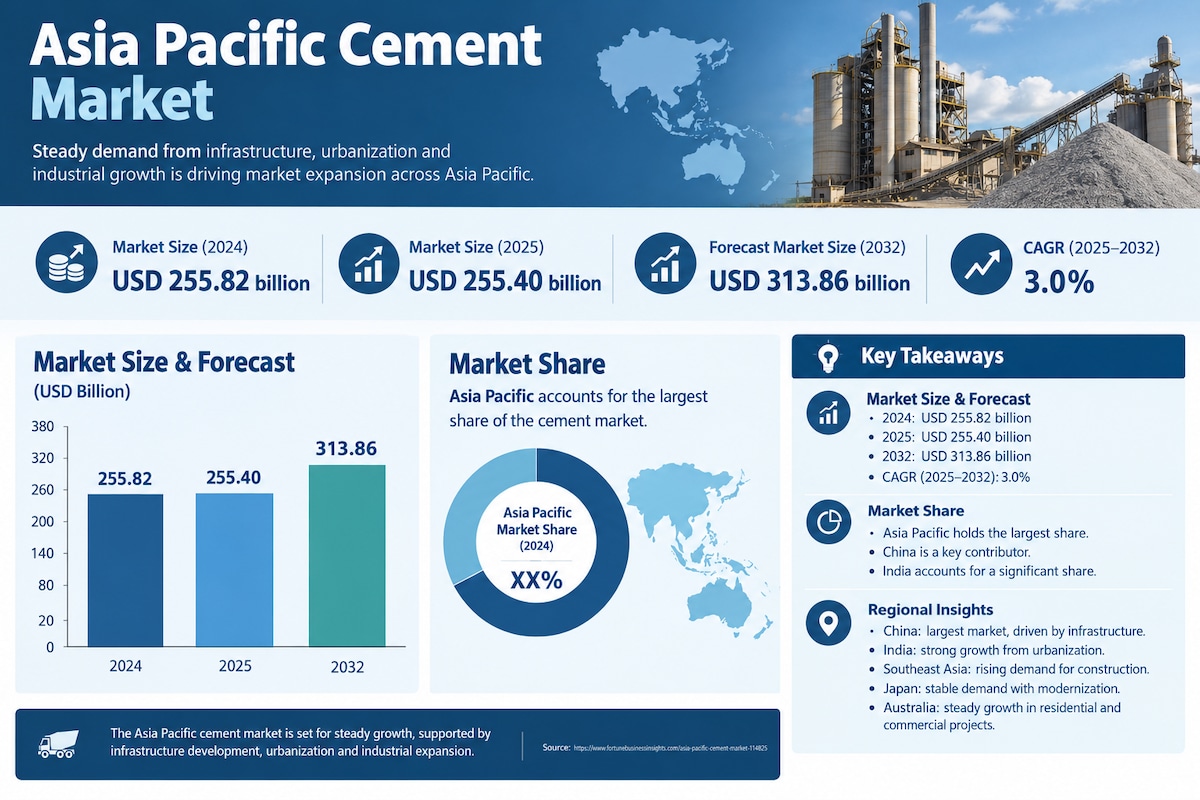 Asia Pacific Cement Market Outlook: Key Drivers and Challenges 2026–2034
The Asia Pacific cement mar...