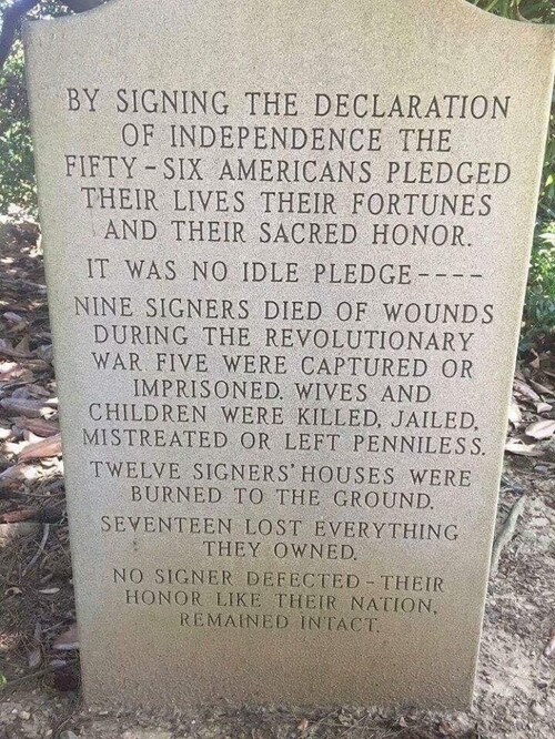 The founding fathers sacrificed dearly to gain freedom for us all.

Today's patriots who are under constant attack are Donald J. Trump (and family), Michael Flynn, Mike Lindell, Rudy Giuliani, Marjorie Taylor Greene, Lauren Boebert, Matt Gaetz, Dinesh D'Souza, and many others who have dared to stand up to the totalitarian left. 

God bless patriots who dare to speak out, regardless the consequences. God Bless America!