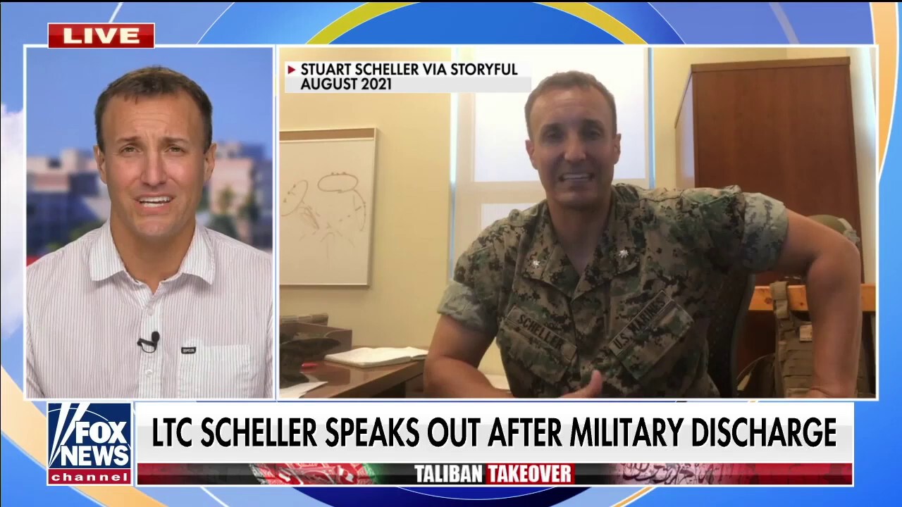Lt. Col. Stuart Scheller, who went viral when he publicly demanded accountability on Afghanistan, sp...