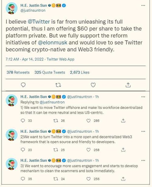 Whoaaa...

UPDATE:

Justin Sun to offer $60 billion for Twitter