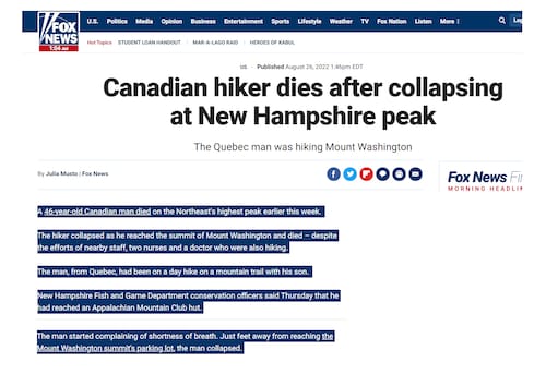 💥 Three fully vaccinated Canadian hikers died in the US - two in the past week!

A 46 yo from Quebec who got "short of breath" at the summit of Mount Washington, collapsed & died.

A 52 yo from BC who "fell" on Mount Rainier, in Washington.

A 41 yo from ON who died on a "beginner" trail in Grand Canyon after becoming "distressed"

Sound familiar? By now, it should. 🤔

Only the "fully COVID-19 vaccinated" can travel to the US.

I do believe one day we will reach a point where the multi-vaccinated will be advised to avoid ALL forms of physical exertion and exercise.

In fact, the multi-vaccinated may face travel bans due to high risk of sudden death.

We're not there yet, but we'll probably get there.