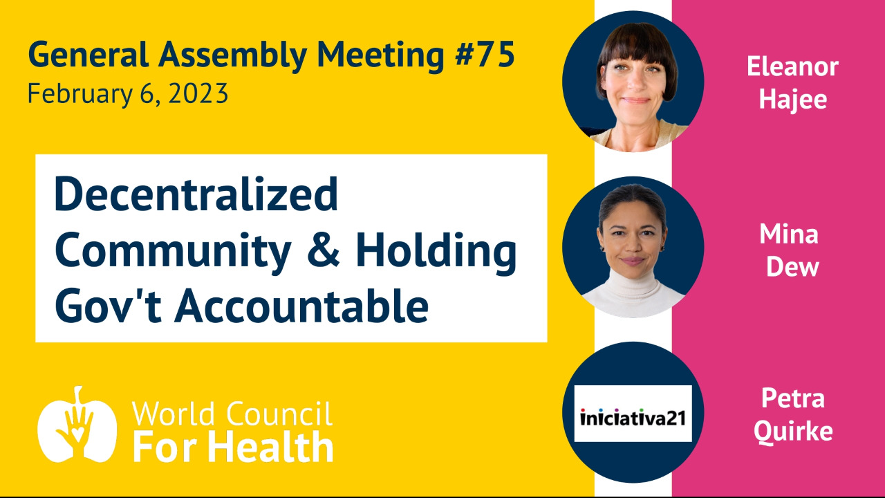 Join us on Monday, February 6 at 7 pm UTC

🇬🇧 Eleanor Hajee | Community Abundance Network
🇬🇧 Mina Dew | Class Action Covid UK — The Government Will Need to Pay!
🇨🇿 Petra Quirke | Introducing WCH Coalition Partner Iniciativa21

7pm UTC/GMT | 8pm CAT | 2pm EDT | 11am PDT
6am AEDT | 8am NZDT (Tues, Feb 7)

Support WCH: https://worldcouncilforhealth.org/donate
Free Newsletter: https://worldcouncilforhealth.org/subscribe