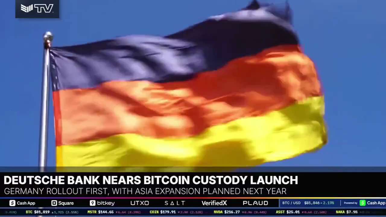 €732 billion Deutsche Bank to launch Bitcoin custody to its 28 million clients.